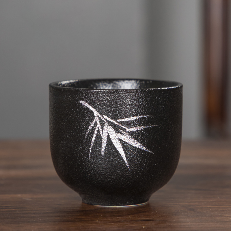 Zen meditation matte black pottery water cup