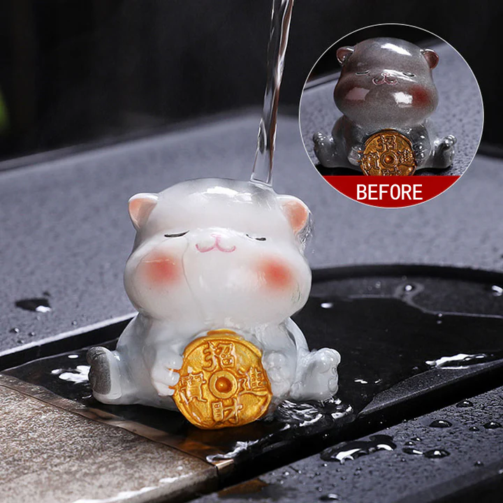 Color Changing Cute Mini Cat Resin Tea Pet Wealth Home Figurine Decoration  | Zen Ara Grove