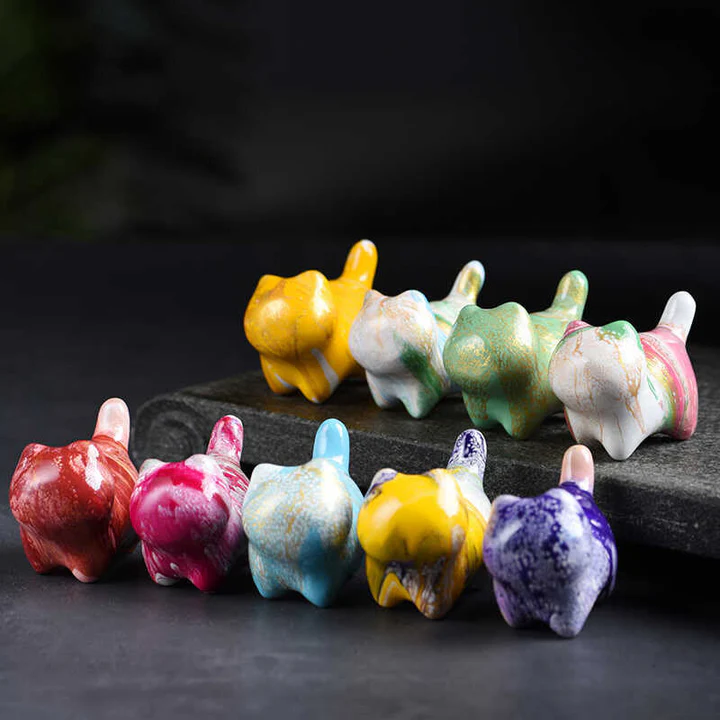 Mini Lovely Cat Ebony Wood Lacquer Craft Peace Decoration  | Zen Ara Grove