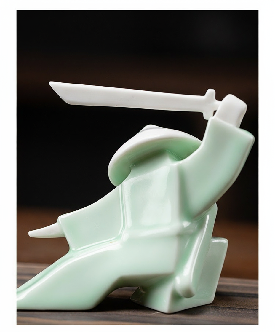 Kung Fu Zen Ceramic Incense Holder – Martial Artist Duel Figurine | Zen Ara Grove