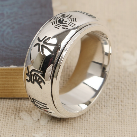 Taiji Yin-Yang Ring with Nine Auspicious Characters | Zen Ara Grove