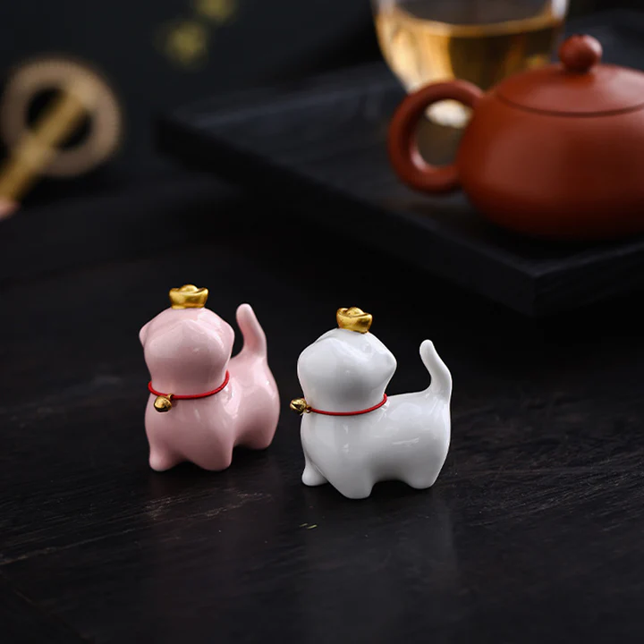 Mini Lucky Cat Ingot Tea Pet Ceramic Home Desk Figurine Decoration | Zen Ara Grove
