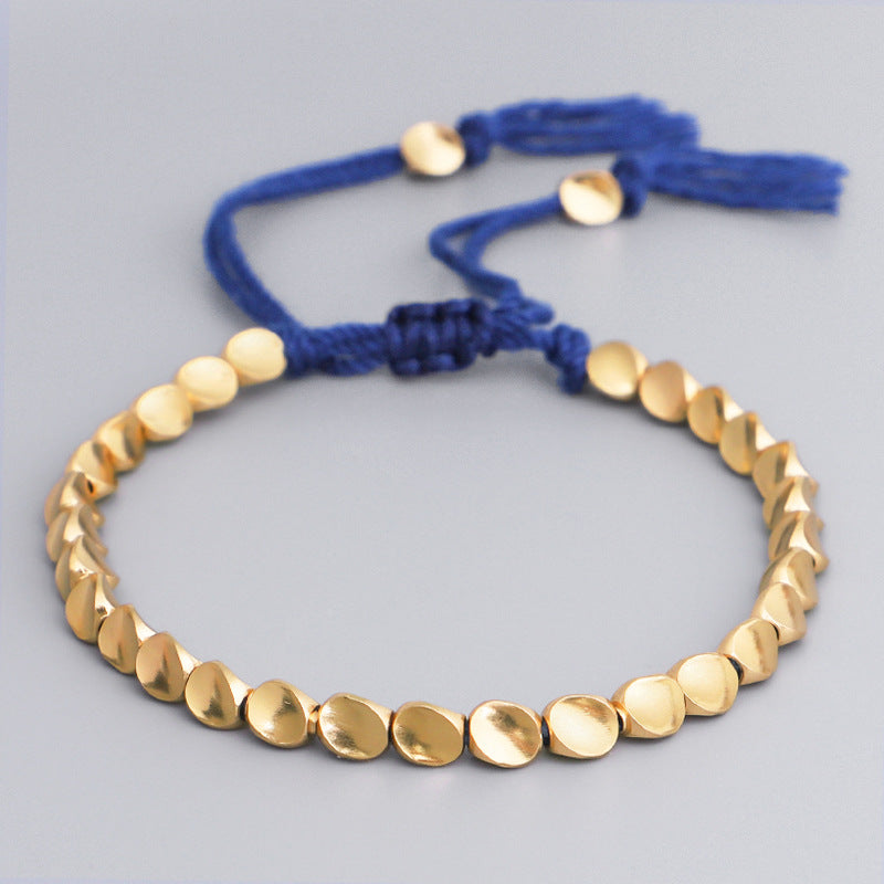 Subtle Zen Threads Bracelet: Mindful Gold & Woven Harmony