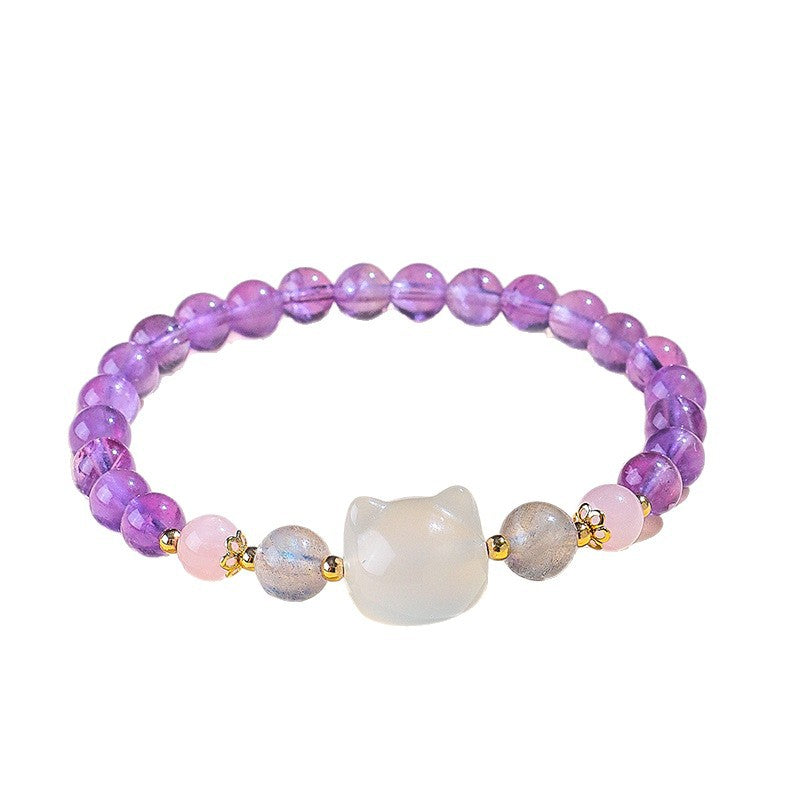 Mystic Purple Kitty Bracelet – Calming Energy with Playful Spirit | Zen Ara Grove