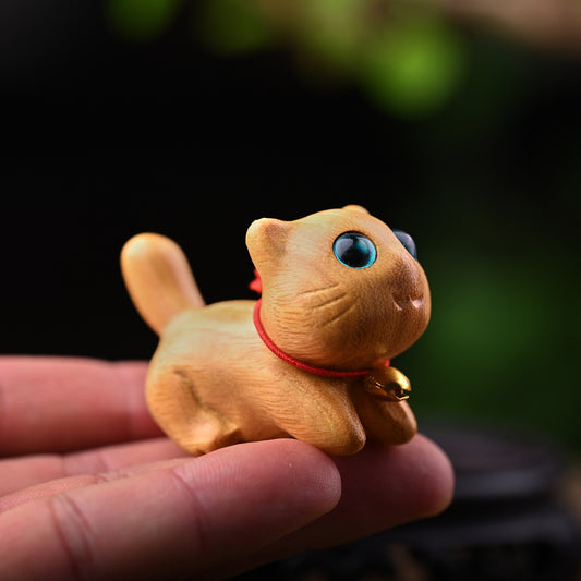 Small Cute Confident Sleeping Cat Sandalwood Healing Home Decoration | Zen Ara Grove