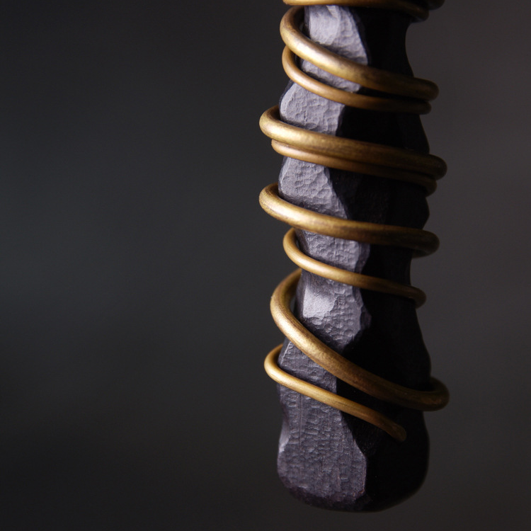 Zen Meditation Pendant – Ebony Wood Wrapped in Brass Wire | Zen Ara Grove