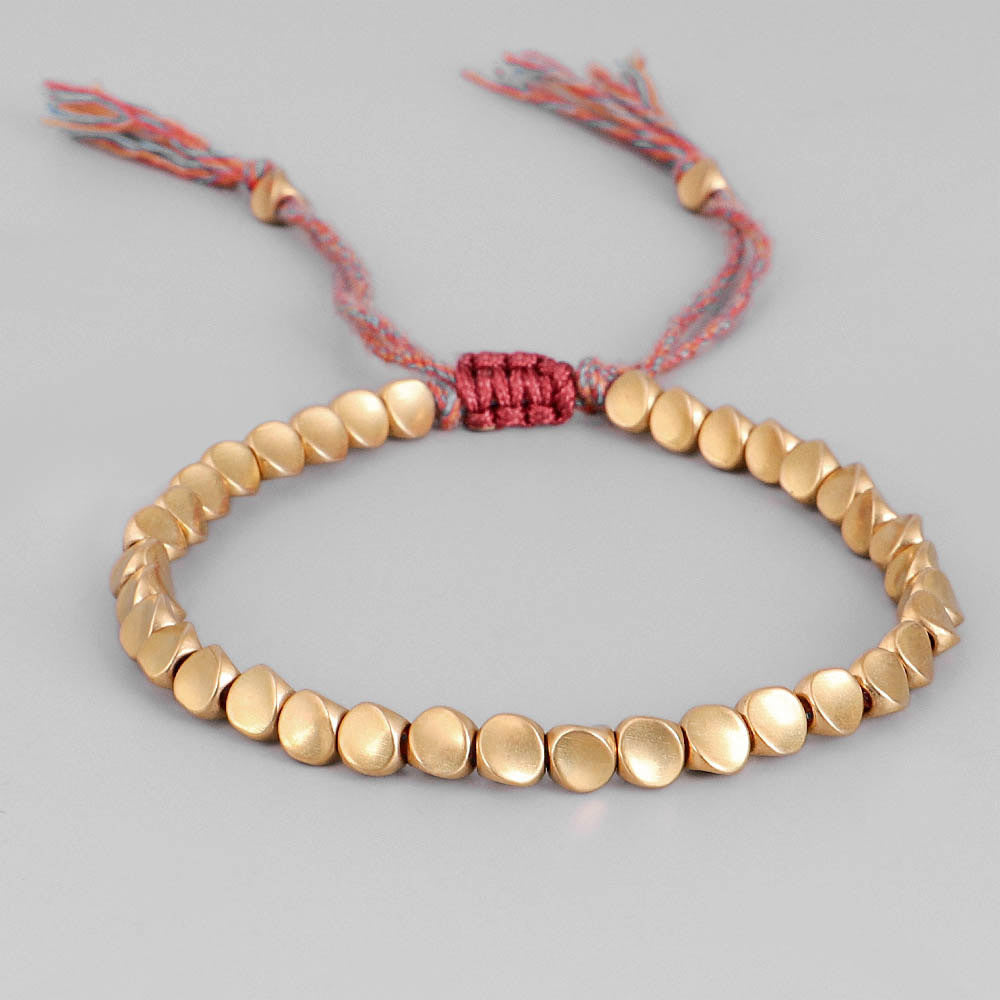 Subtle Zen Threads Bracelet: Mindful Gold & Woven Harmony