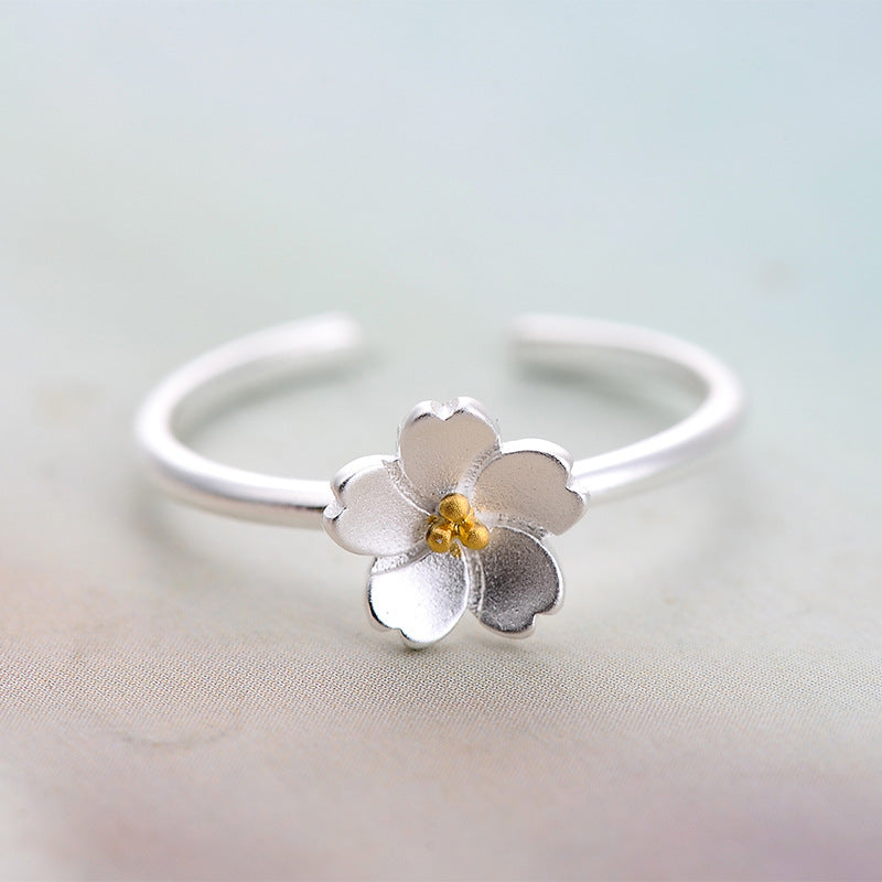 Minimalist Sakura Blossom Ring | Zen Ara Grove