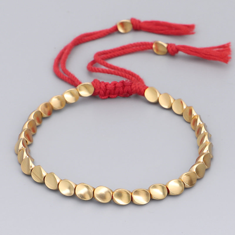 Subtle Zen Threads Bracelet: Mindful Gold & Woven Harmony