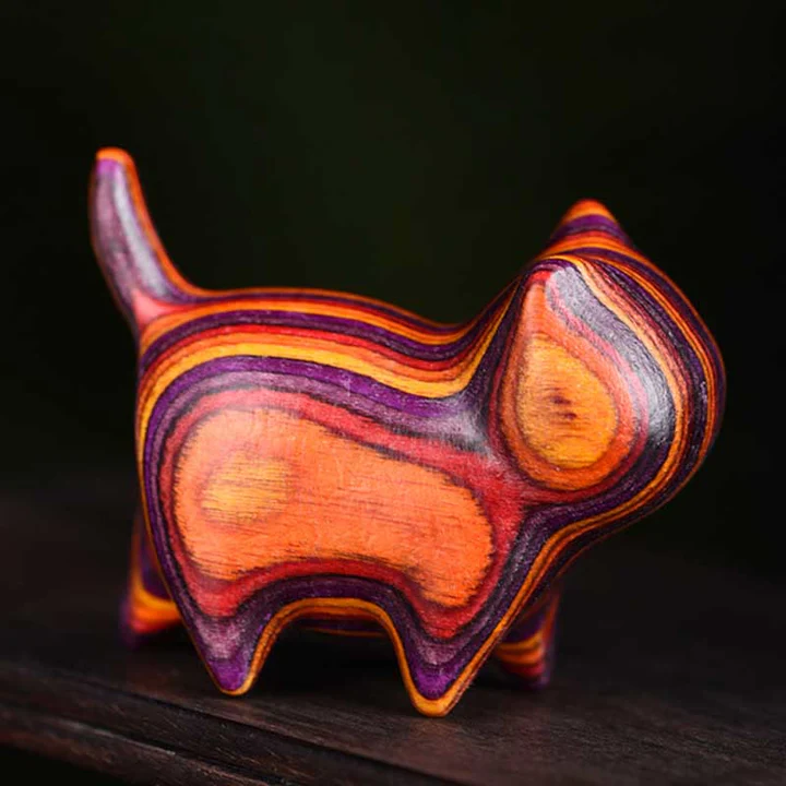 Mini Cat Kitten Colorful Wooden Cute Pet Decoration | Zen Ara Grove