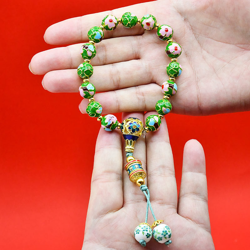 Green Cloisonné Pendant & Bead Bracelet | Zen Ara Grove