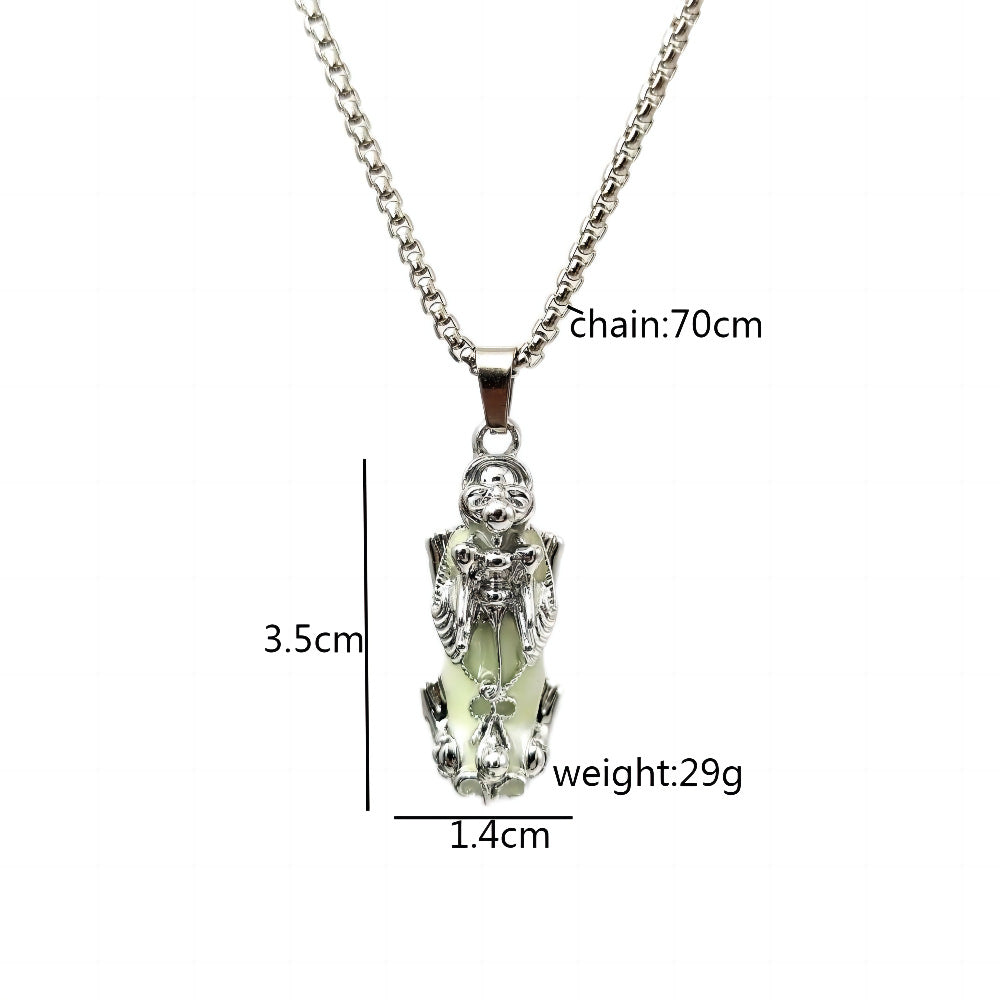 Glow-in-the-Dark Pi Xiu Pendant – Zen Wealth Guardian | Zen Ara Grove