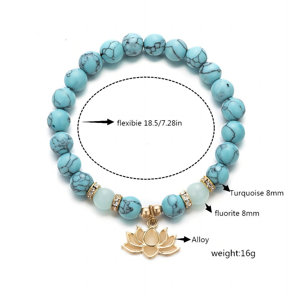 Glow-in-the-Dark Turquoise Lotus Bracelet – Zen Night Calm | Zen Ara Grove