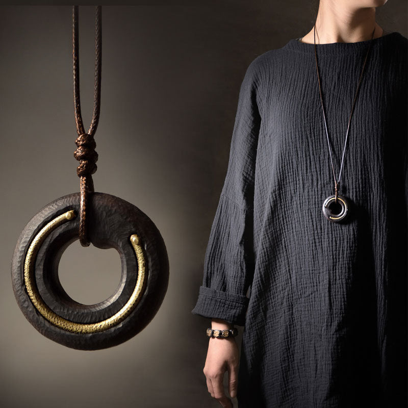 Zen Circle Ebony Wood Necklace Pendant – Peace & Calm | Zen Ara Grove