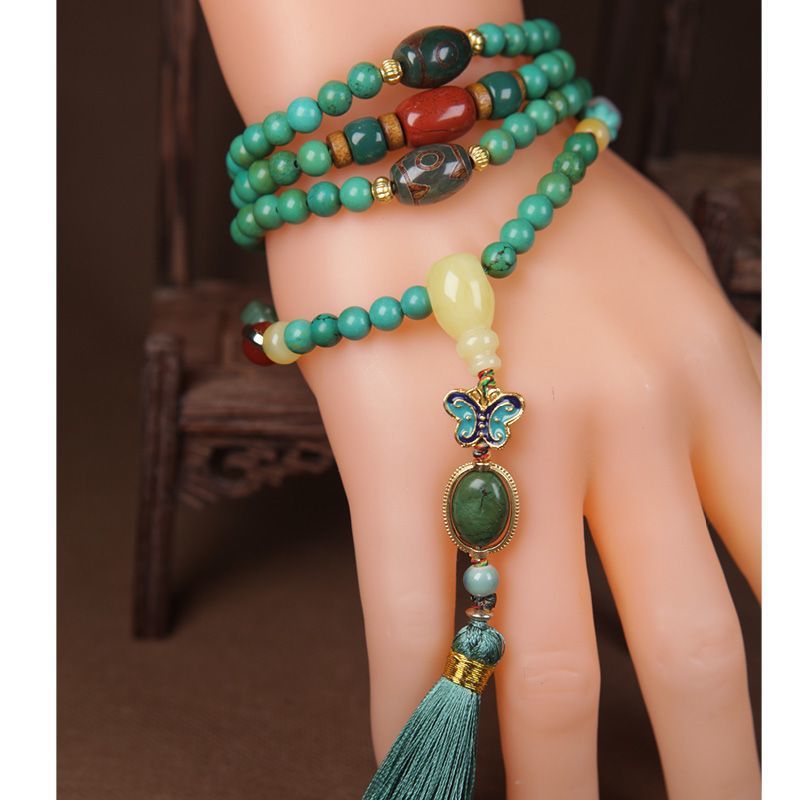 Natural Turquoise 108-Bead Mala Necklace | Zen Ara Grove