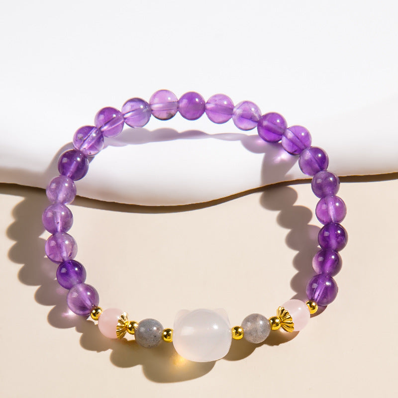 Mystic Purple Kitty Bracelet – Calming Energy with Playful Spirit | Zen Ara Grove