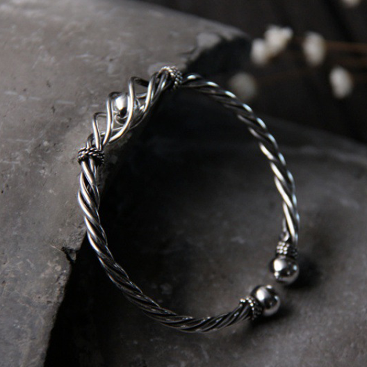 Minimalist Steel Wire Woven Bangle | Zen Ara Grove