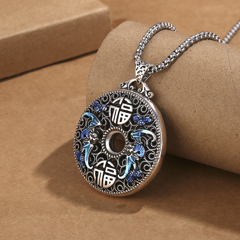 Hollow Lotus & Koi Pendant Necklace | Zen Ara Grove