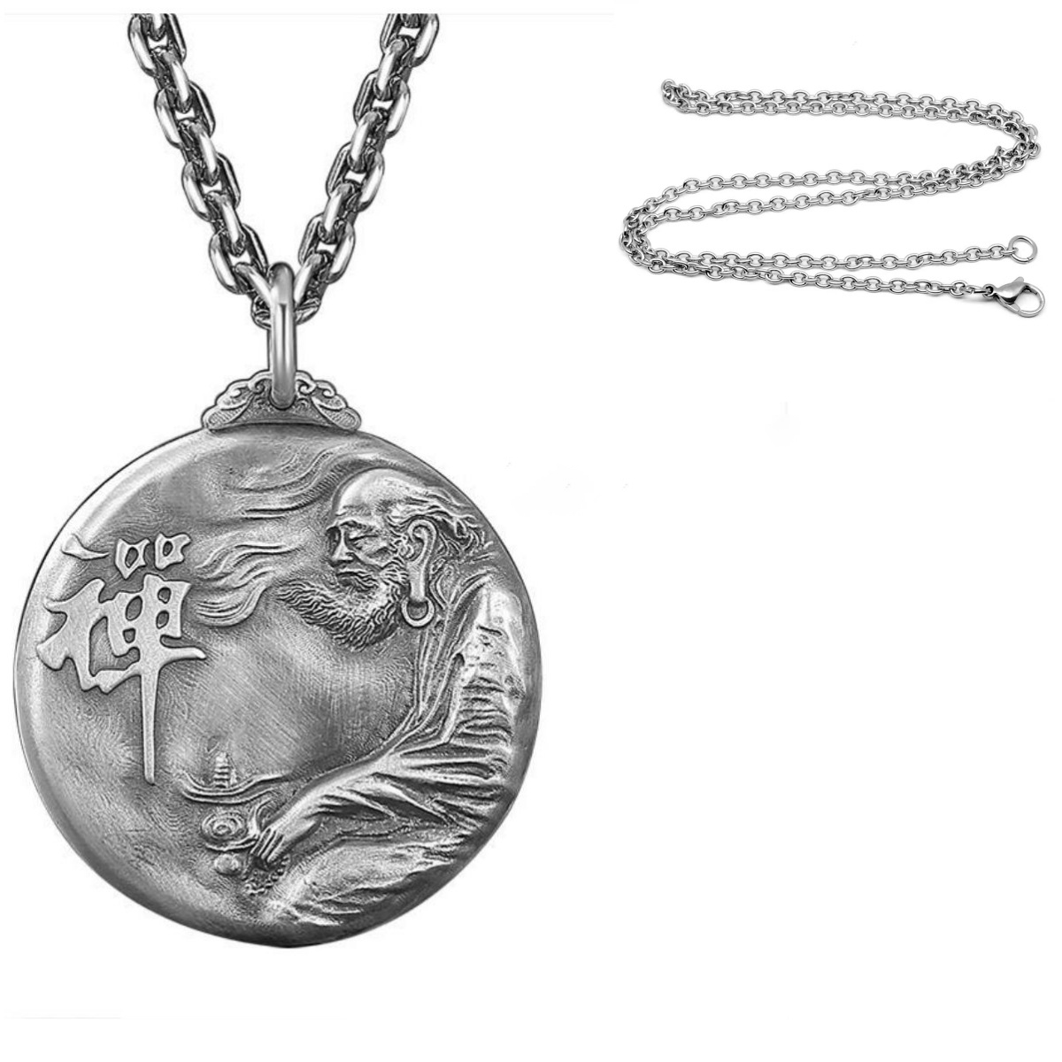 Bodhidharma Pendant – Zen Enlightenment Amulet in Sterling Silver | Zen Ara Grove