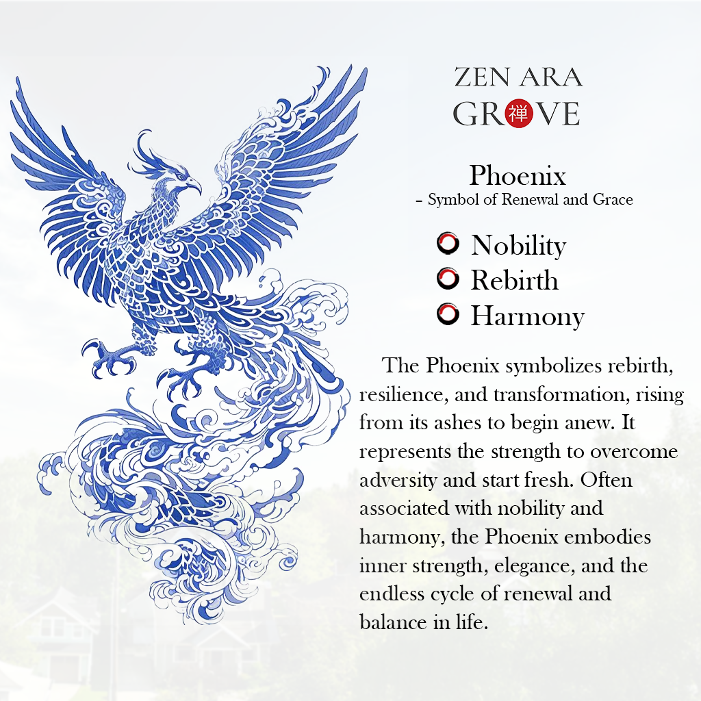 Double‑Layer Cotton Handkerchief – Hand‑Embroidered Phoenix Symbolizing Grace and Renewal | Zen Ara Grove