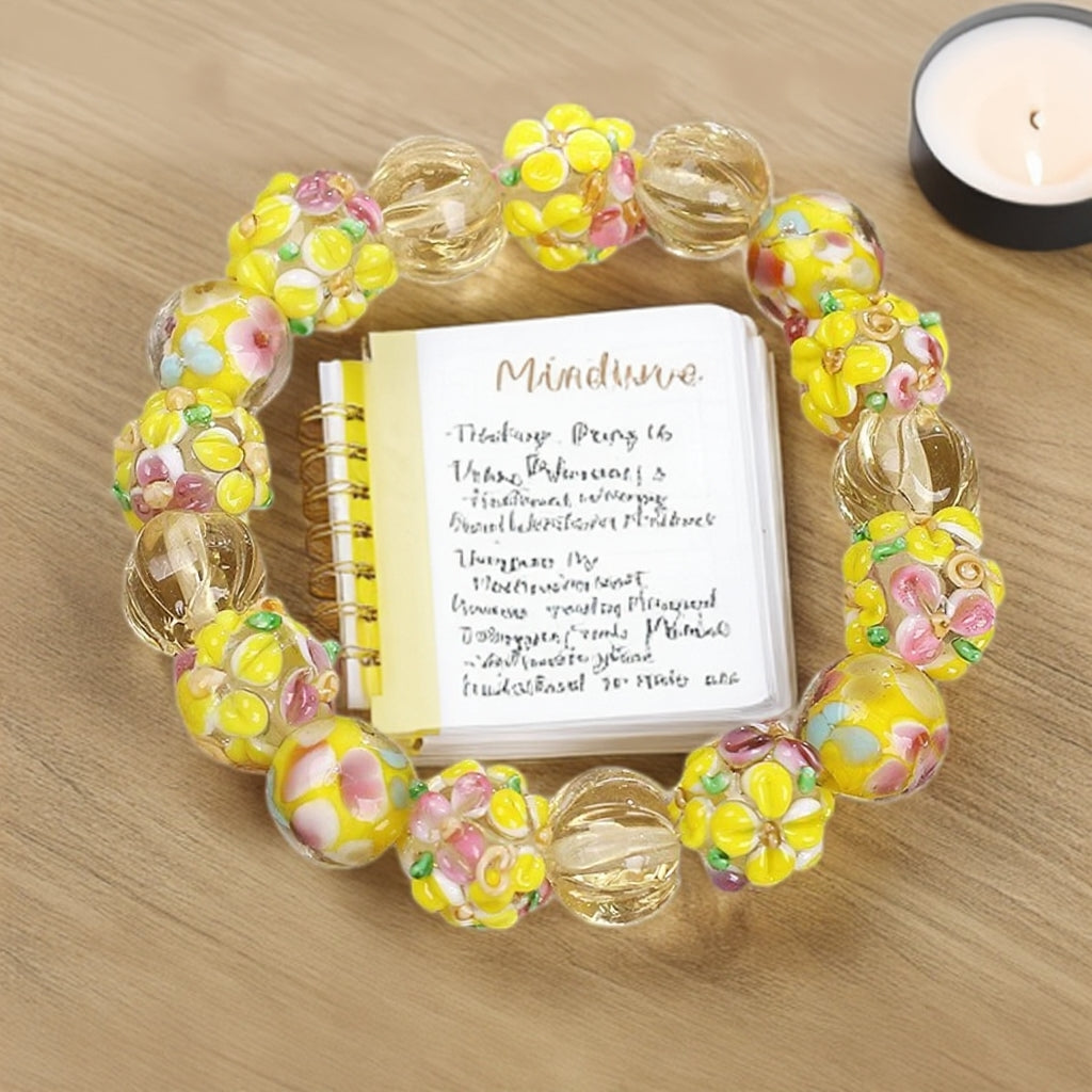 Multicolor Sakura Bloom Glass Charm Bracelet | Zen Ara Grove