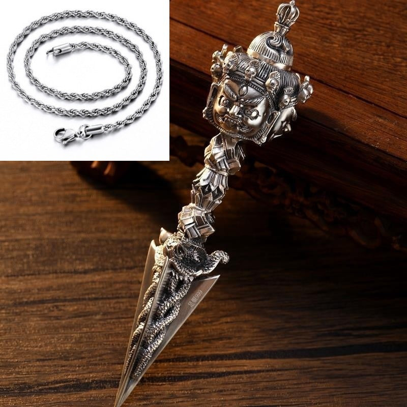 Silver Vajra Phurba Pendant – Banish Negativity | Zen Ara Grove
