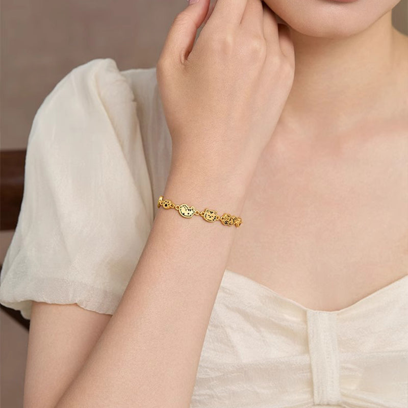 Fortune Cat Bracelet – 24K Gold-Plated Kitty Charm in “Love My Pet” Collection | Zen Ara Grove