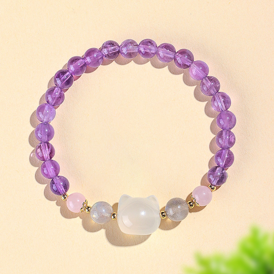 Mystic Purple Kitty Bracelet – Calming Energy with Playful Spirit | Zen Ara Grove