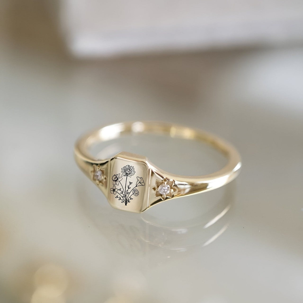 Zen Botanical Ring – Minimalist Nature Engraving | Zen Ara Grove