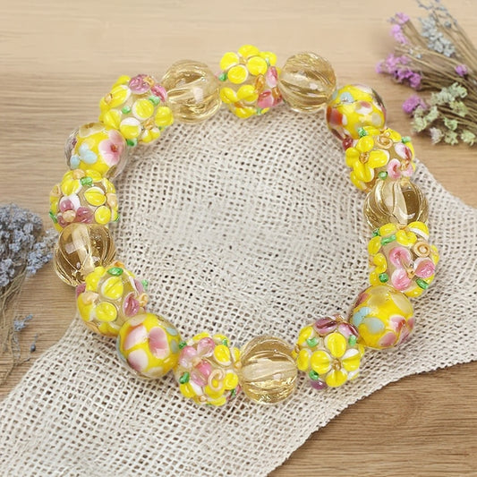 Multicolor Sakura Bloom Glass Charm Bracelet | Zen Ara Grove