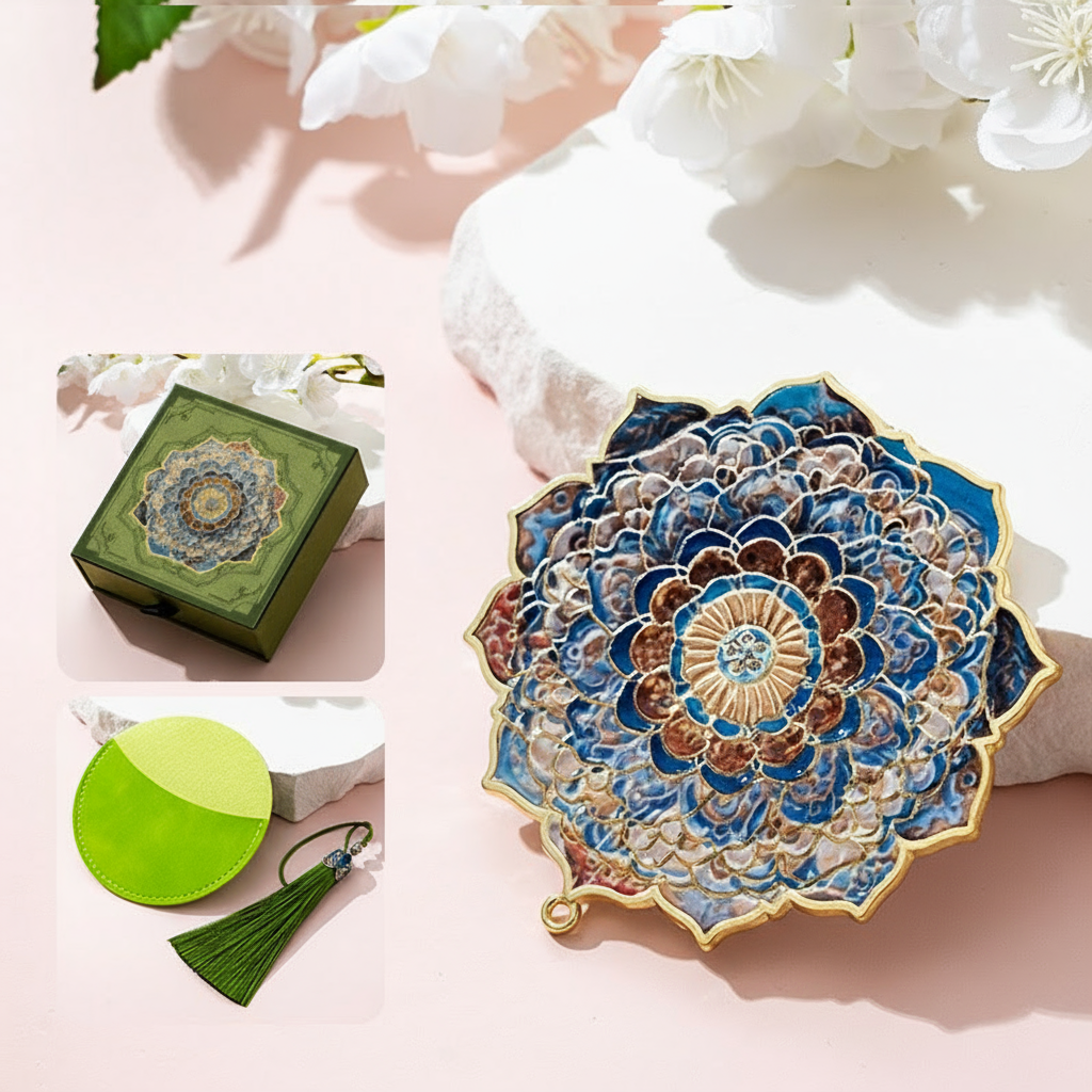 Portable Embossed Caisson Hand Mirror | Zen Ara Grove