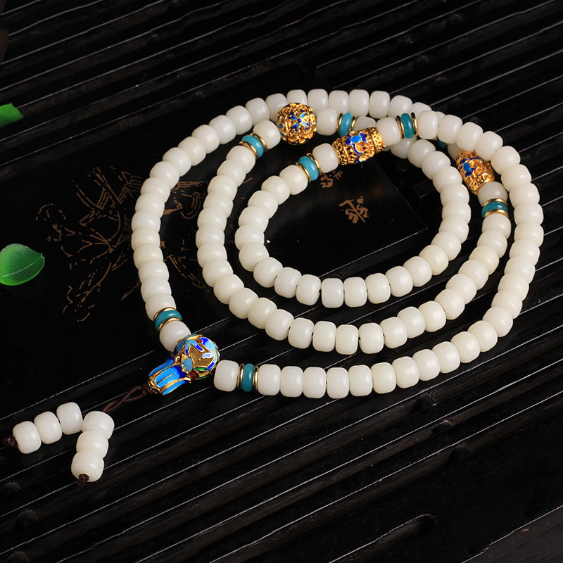 White Bodhi Mala Bracelet – Inner Stillness, Outer Grace | Zen Ara Grove