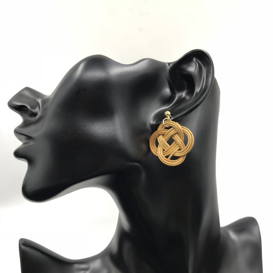 Vintage Rattan & Bamboo Earrings – Nature in Balance | Zen Ara Grove
