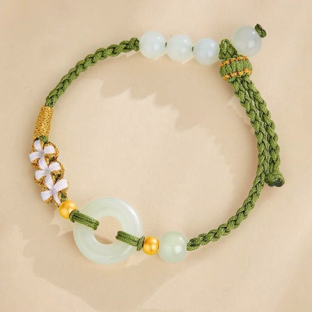 Hetian Jade Peace Circle Bracelet – Classic Handwoven Design | Zen Ara Grove