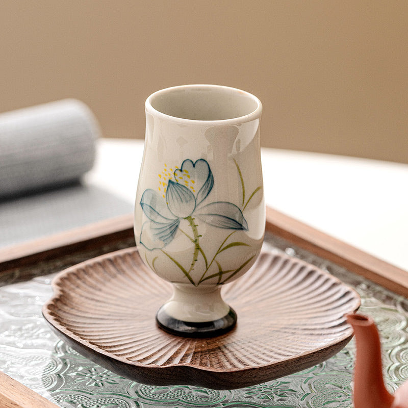Lotus Hand-Painted Tea Cups