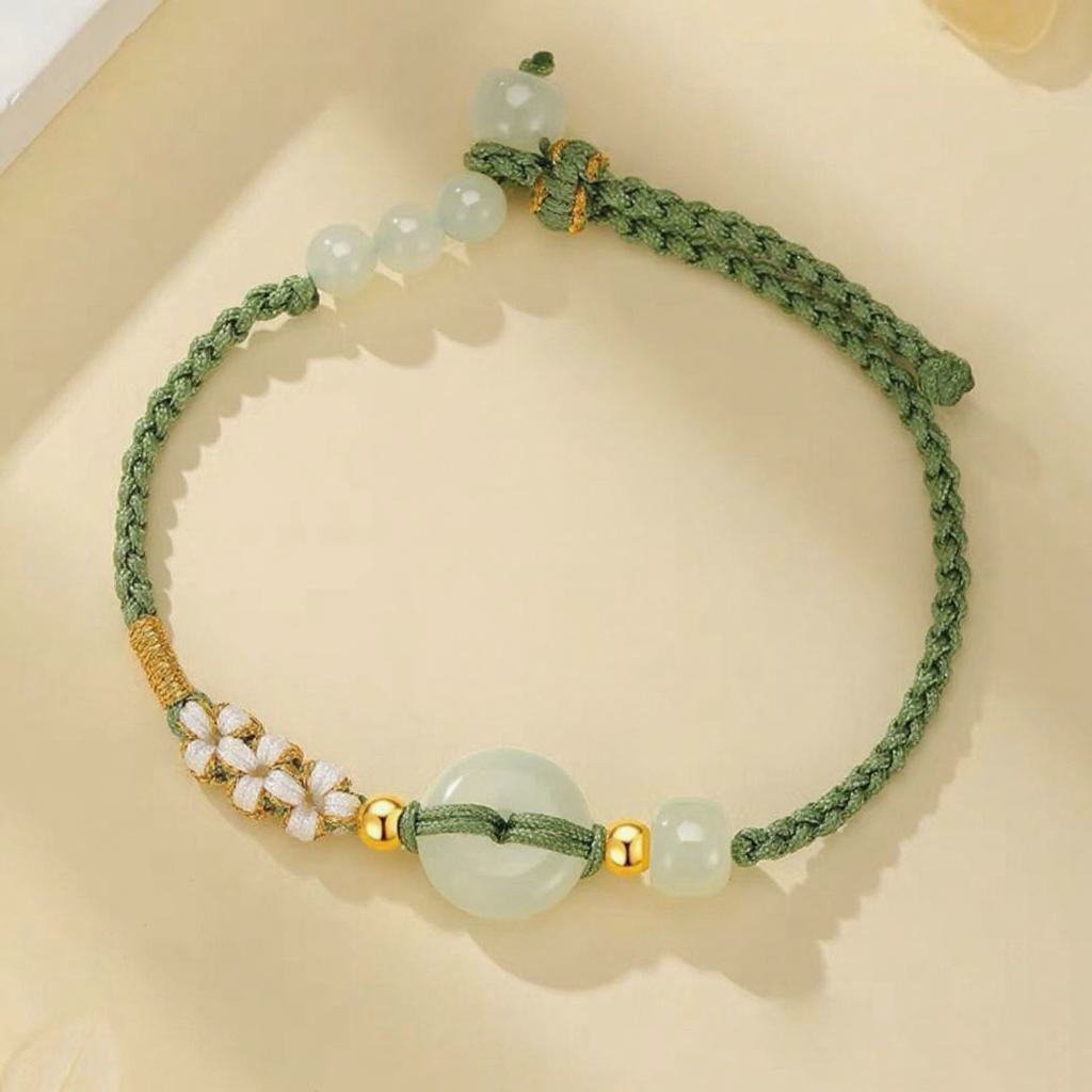 Hetian Jade Peace Circle Bracelet – Classic Handwoven Design | Zen Ara Grove