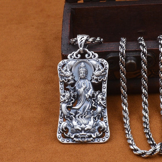 Silver Hollow Kannon Pendant – Compassion in Form | Zen Ara Grove