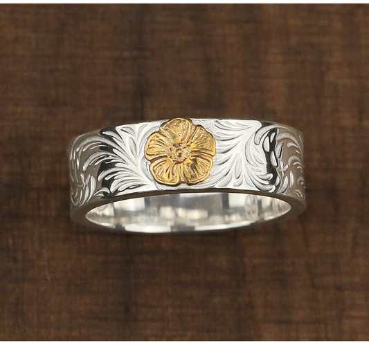 Golden Rose Vine Ring|Eternal Bloom on Silver | Zen Ara Grove
