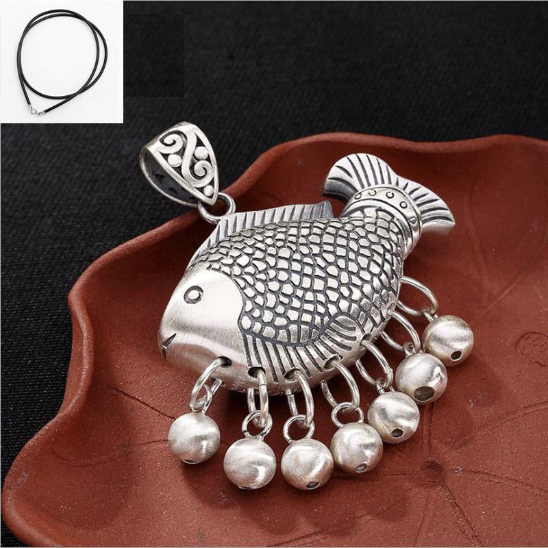 Lucky Koi Silver Tassel Pendant – Flow of Fortune | Zen Ara Grove