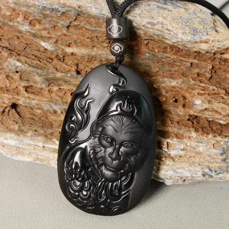 Obsidian Pendant of the Monkey King | Zen Ara Grove