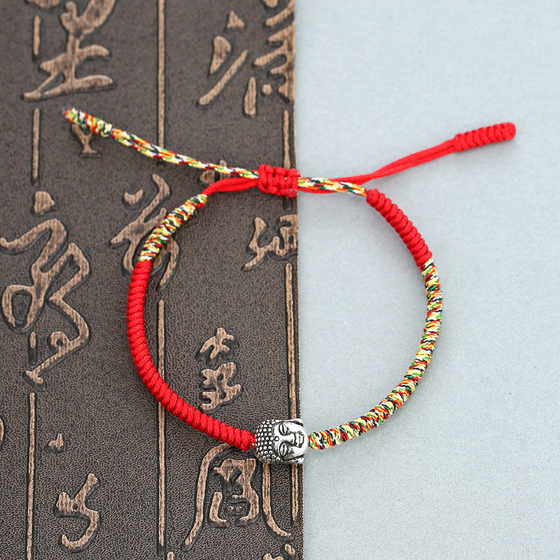Original Buddha Head Pull-Cord Bracelet – Handwoven Spiritual Charm | Zen Ara Grove