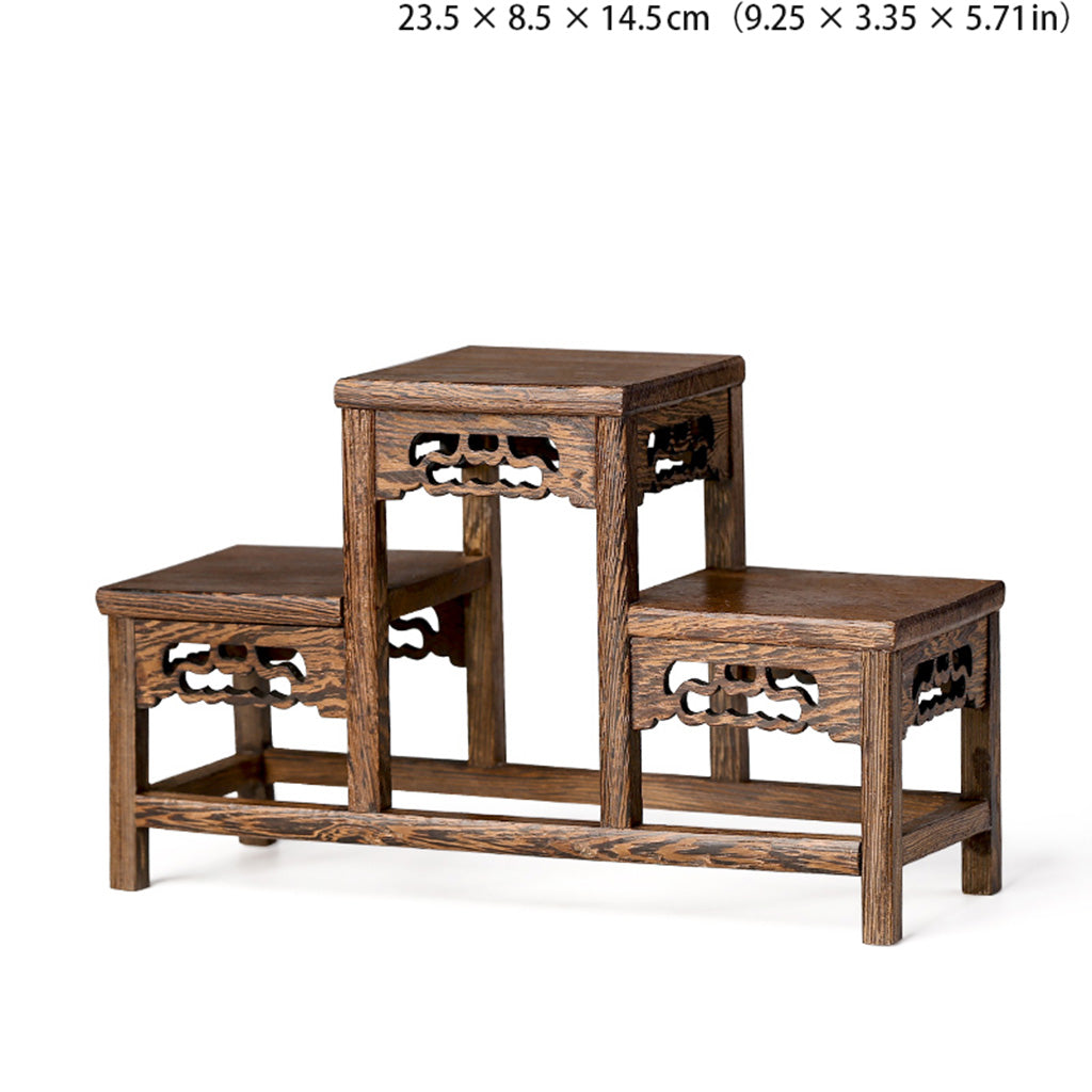 Handcrafted Macassar Ebony Tiered Display Stand – Elegant Heritage for Tea Sets, Bonsai & Collectibles | Zen Ara Grove