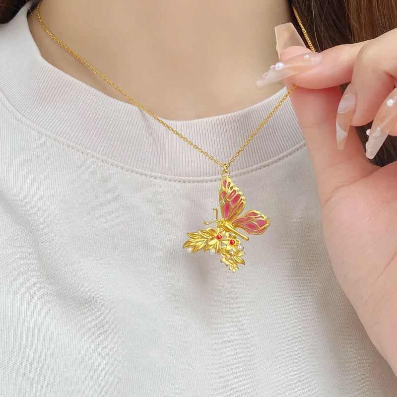 Golden Filigree Butterfly Pendant | Zen Ara Grove
