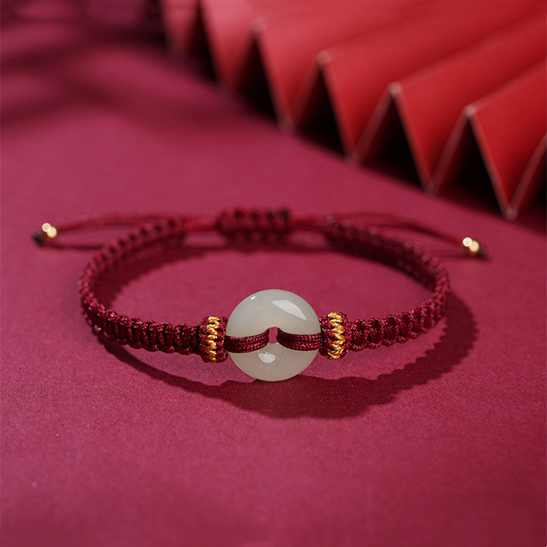 Hetian Jade Safety Knot Handwoven Bracelet – Luck & Prosperity | Zen Ara Grove