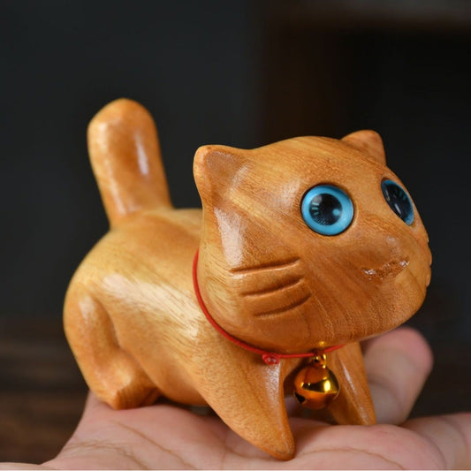 Small Cute Confident Sleeping Cat Sandalwood Healing Home Decoration | Zen Ara Grove