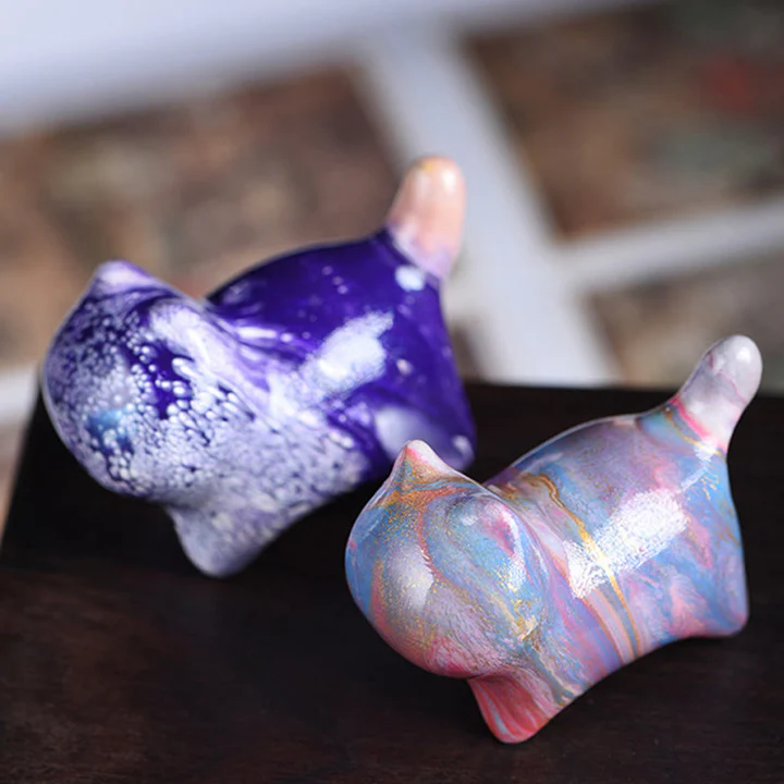 Mini Lovely Cat Ebony Wood Lacquer Craft Peace Decoration  | Zen Ara Grove