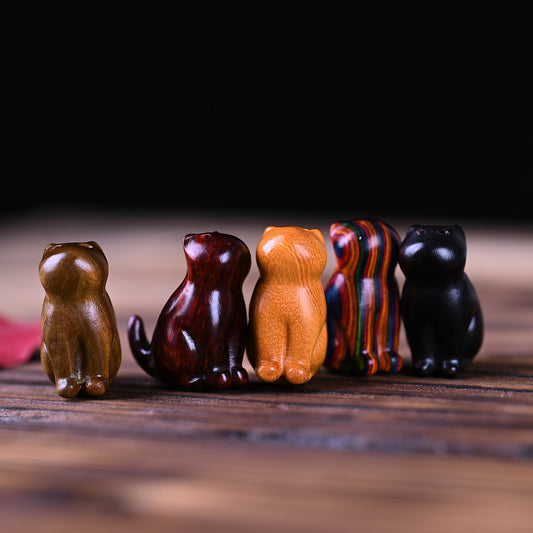 Small Leaf Red Sandalwood Ebony Wood Sandalwood Green Sandalwood Lucky Mini Cat Deer Sooth Phone Hanging Decoration | Zen Ara Grove