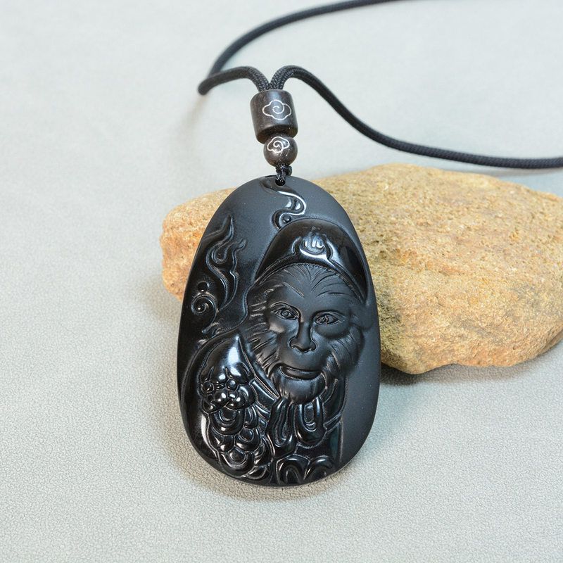 Obsidian Pendant of the Monkey King | Zen Ara Grove