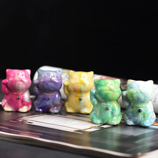 Cute Mini Cat Rosewood Lacquer Craft Warmth Decoration Random Color(Blind Box) | Zen Ara Grove