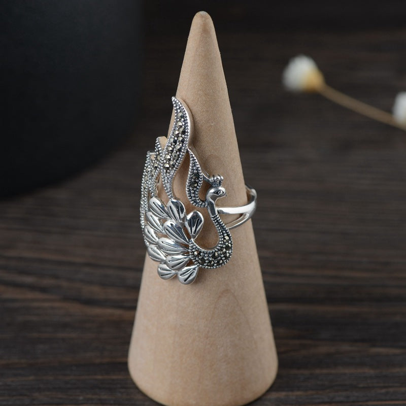 S925 Peacock Silver Ring – Symbol of Beauty & Nobility | Zen Ara Grove
